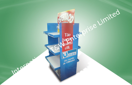 خرید هدایا سه قفسه نمایش مقوا برای محصولات خانگی، نمایش دو طرفه online manufacture