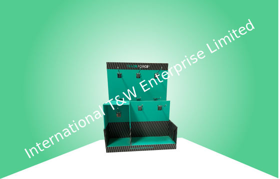 قیمت خوب صفحه نمایش مقوایی آبی سفارشی با قلاب های فلزی برای اقلام الکترونیکی ثابت شده است آنلاین