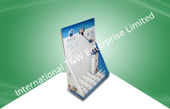 قیمت خوب Selfie Stick Countertop Cardboard Displays With Dividers To Hold Products Firmly آنلاین