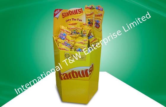 قیمت خوب Six Faces Yellow Recyclable Corrugated Cardboard Dump Bins Offset Printing For Cup Snacks آنلاین