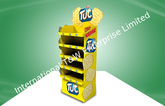 قیمت خوب Yellow CMYK Offset Printing POS Cardboard Display Stands With Five Shelf For Food آنلاین
